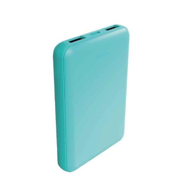 Laser 5000mAh Power Bank Battery Charger w/ 3in1 USB-C/8-Pin/microUSB Cable Aqua