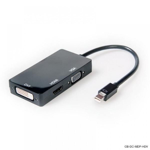 Connect Cable Male Mini DisplayPort to Female HDMI/DVI/VGA Adapter Hub Black