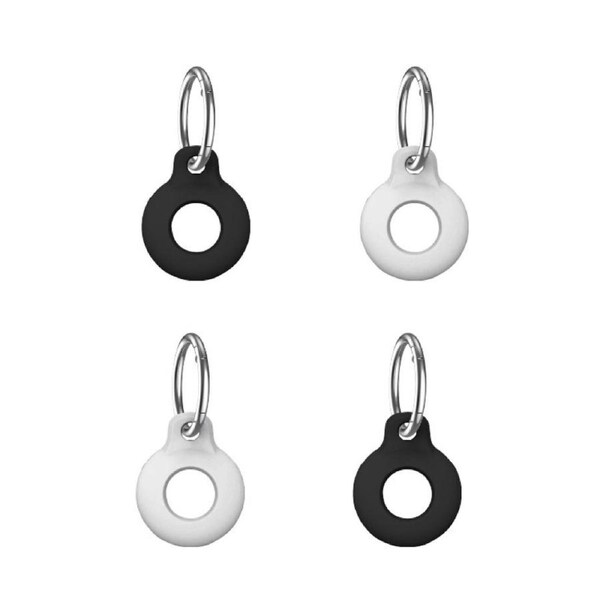 4PK Laser Silicone Key Ring Holder/Protector Case For Apple AirTag Black/White