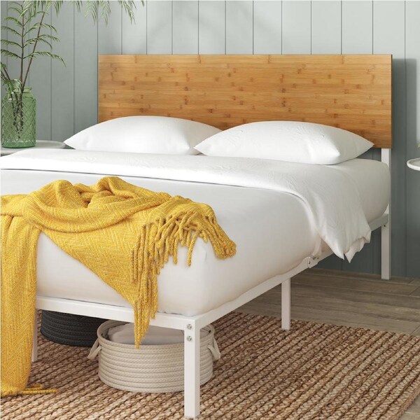 Zinus Bed Frame Queen Double Single Bamboo Metal White Queen