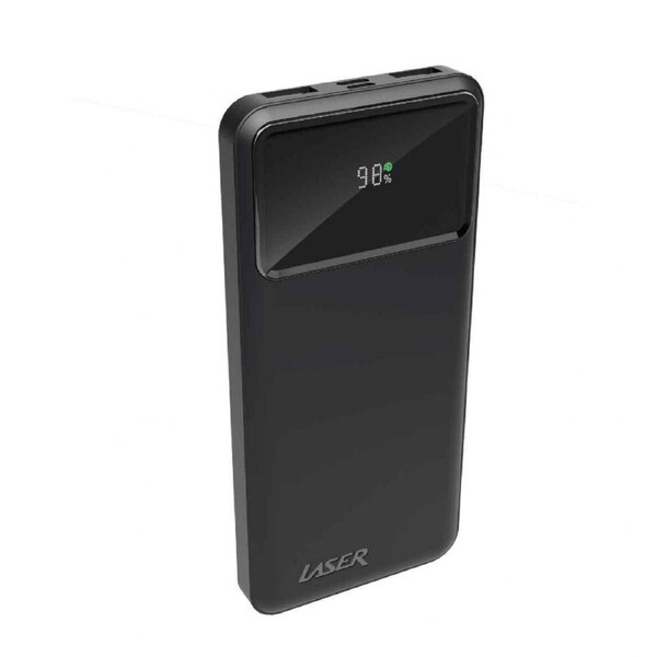 Laser 18W PD 10000mAh LED Power Bank Micro USB/Type C Portable Charger Black