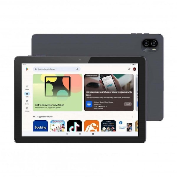 Laser 10'' Android 13 Tab/Tablet w/ Earbuds & Case Set 4G HD IPS 128GB Black