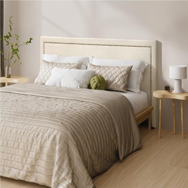 Oikiture King Size Bed Headboard Bedhead Bedroom Furniture - Beige