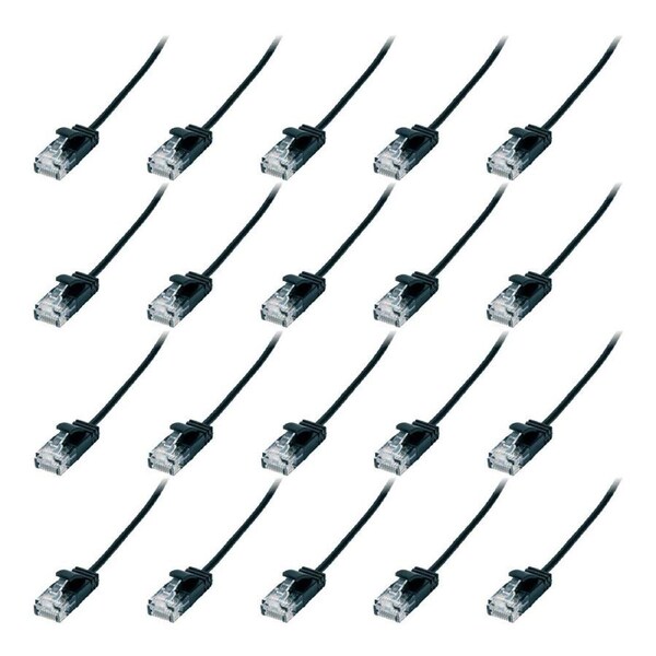 20x Connect Cable Ultra Slim Male CAT6 Network Ethernet Cable Connector 1m Black
