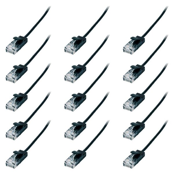 15x Connect Cable Ultra Slim Male CAT6 Network Ethernet Cable Connector 2m Black