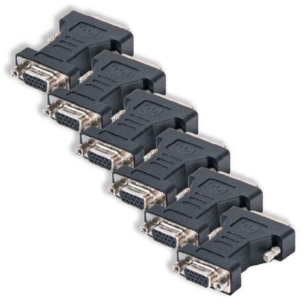 6x Connect Cable Male DVI-I to Female VGA Adapter Connector Converter For PC BLK
