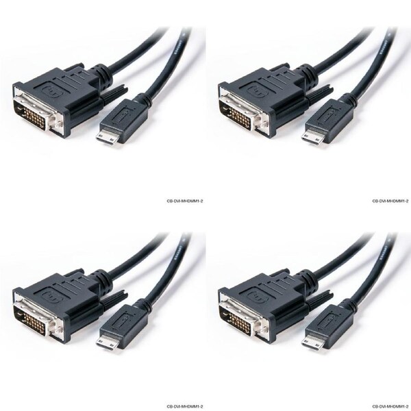 4x Connect Cable Male Mini HDMI to DVI Cable 2m Connector Cord For PC/Monitor BK