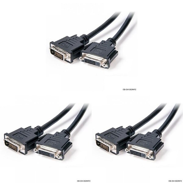 3x Connect Cable Male to Female DVI-D Dual Link Video Extension Cable 2m Black