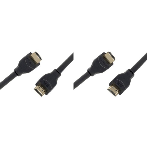 2x Laser HDMI 2.1 Male 8K Cable Ultra High Speed Gold-Plated Connector 2m Black