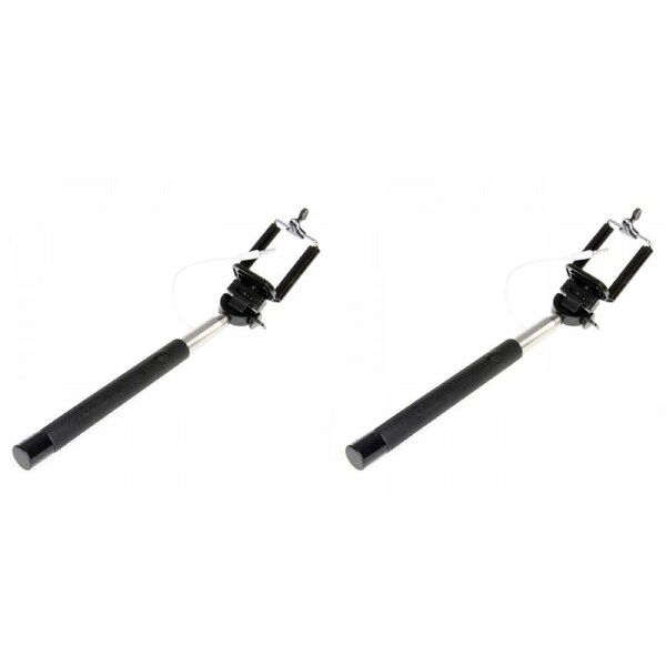2x Laser Universal Phone Selfie Stick w/Control Cable 93cm Extendable Monopod BK