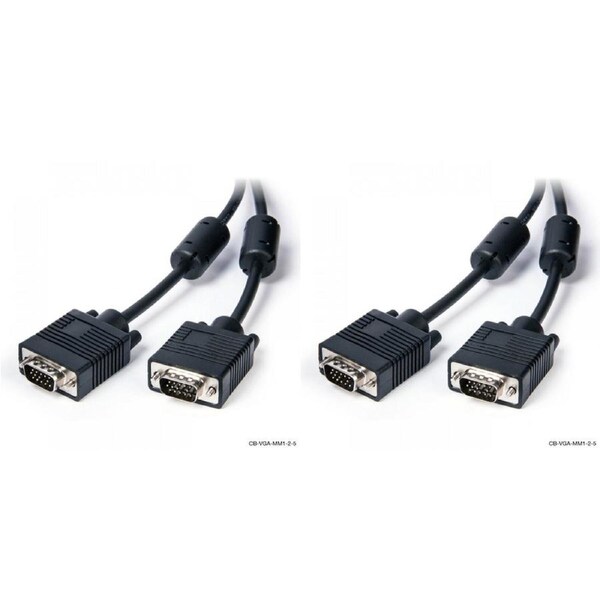 2x Connect Cable Male VGA/SVGA Cable Display Connector Cord 5m For Monitor Black
