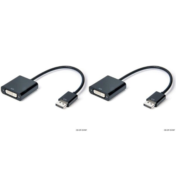 2x Connect Cable BLK Male DisplayPort to Female DVI Cable Adapter Connector 0.2m