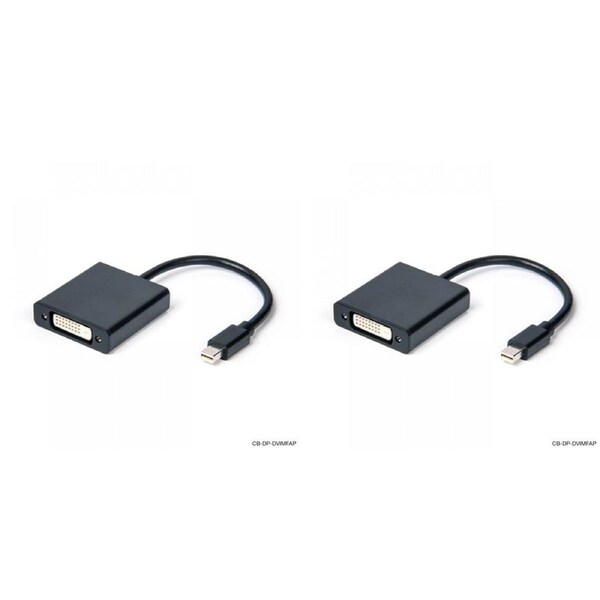2x Connect Cable Male Mini DisplayPort to Female DVI Adapter Cable 0.2m Black