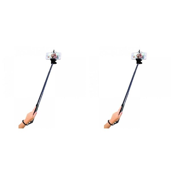 2x Laser Wireless Phone Selfie Stick w/ Shutter Button Universal Monopod Black