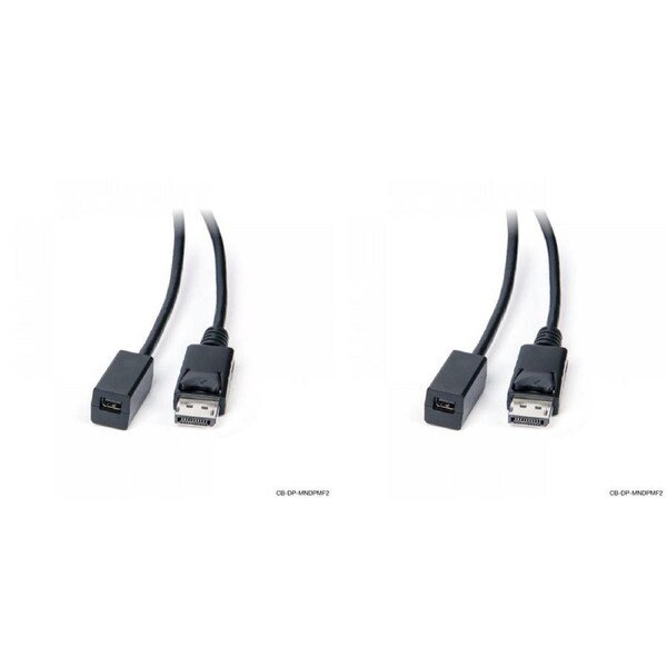 2x Connect Cable Male DP to Female Mini DisplayPort Cable Connector Cord 2m BLK