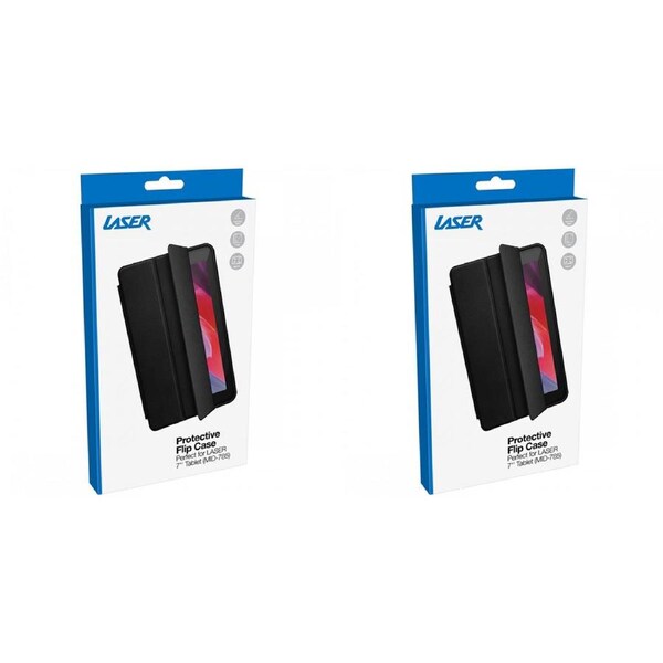 2x Laser 7" Flip Case Protection Folio Slim Cover For MID-785 Android Tablet BLK