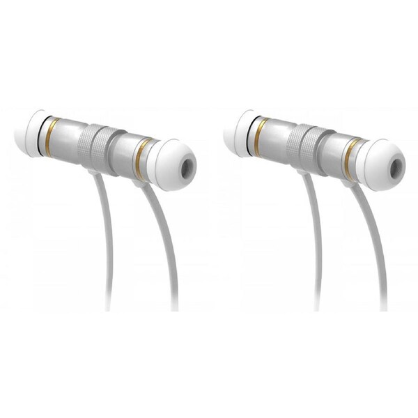 2x Laser Magnetic Wireless BT Sports In-Ear Earphones w/ In-Line Control White