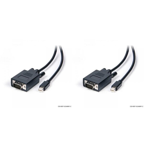 2x Connect Cable Male Mini DisplayPort to VGA Cable Connector 2m For Monitor BLK