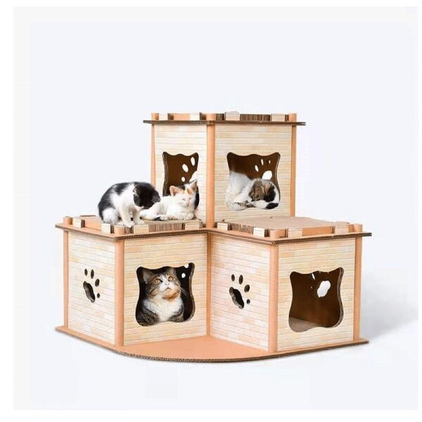 YES4PETS Cat Cardboard House Tower Condo Scratcher Pet Post Pad Mat Furniture