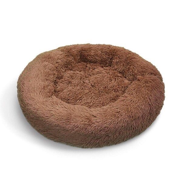 Pet Dog Bed Bedding Warm Plush Round Soft Dog Nest Light Coffee XL 100cm