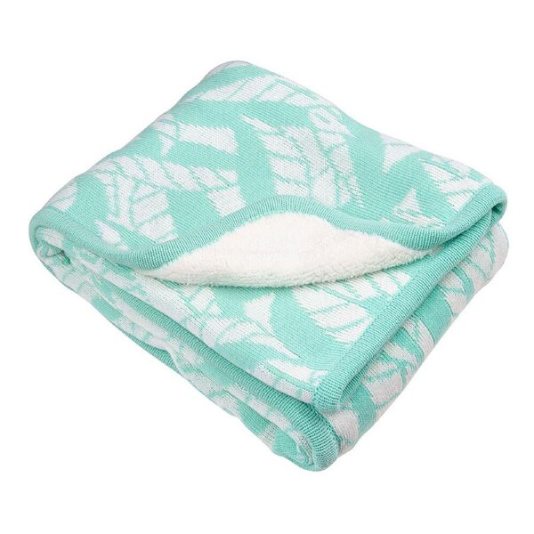 Playgro Fauna Friends Reversible Cot Baby Nursery Blanket Mint/White 0m+