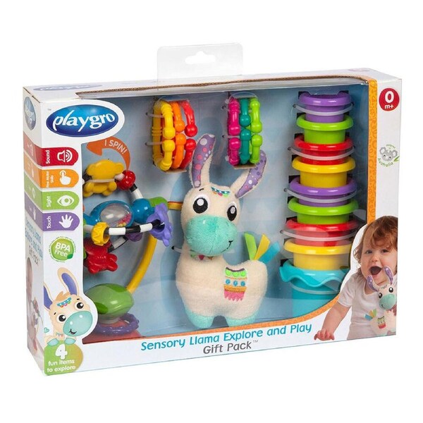 Playgro Sensory Llama Explore and Play Baby Activity Toys Gift Pack 0m+