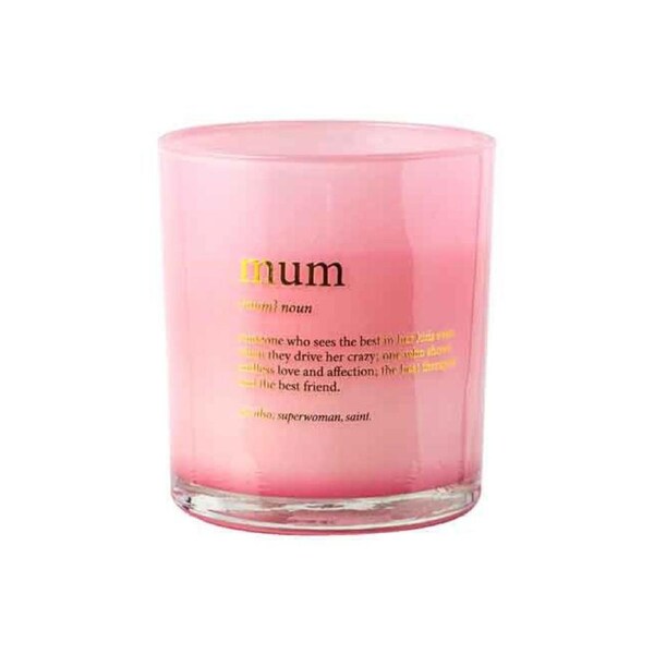 Mum Noun Vanilla Scented Pink Pearlescent Candle Home Fragrance Round 12.5cm