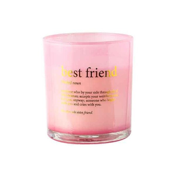 Best Freind Noun Vanilla Scented Pink Pearlescent Candle Fragrance Round 12.5cm
