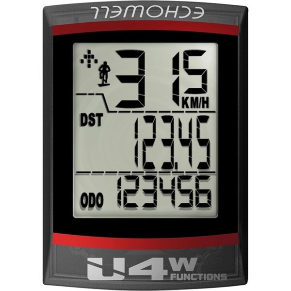 Echowell U-4W Bike/Cycling LCD Wireless Computer/Odometer Distance/Speed BLK