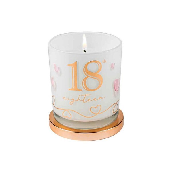 18th Birthday Party Candle Vanilla Scented Home Fragrance Round White/Gold 9cm