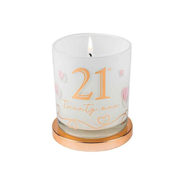 21st Birthday Party Candle Vanilla Scented Home Fragrance Round White/Gold 9cm