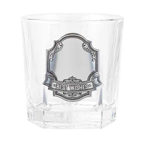 Blank Badge Whisky Drinking Glass Scotch/Bourbon Cup Birthday Gift Clear 260ml