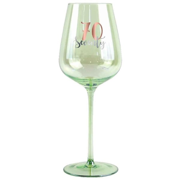70th Birthday Coloured Stemmed 430ml Wine Glass Drink Tumbler w/ Rose Gold Decal
