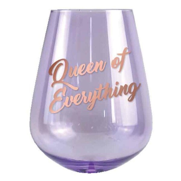 2pc Queen Of Everything 13cm/600ml Stemless Glass Wine Drinking Tumbler Set