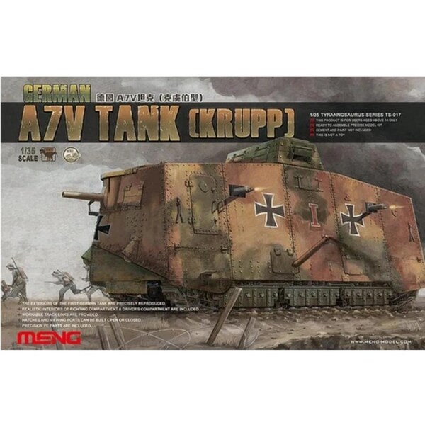 Meng 1/35 German A7V Tank(Krupp) Plastic Model Kit with "MEPHISTO" Decals