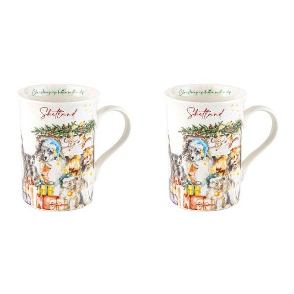 2PK Merry Muddy Paws Shetland 360ml Coffee/Tea WaterMug Drinking Cup Bone China