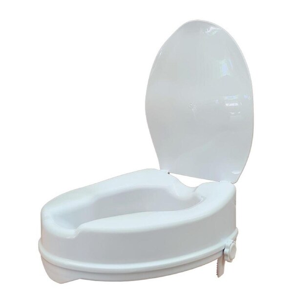 Raised Toilet Seat (With Lid ) - 4"/ 10cm Height, Max 136kg