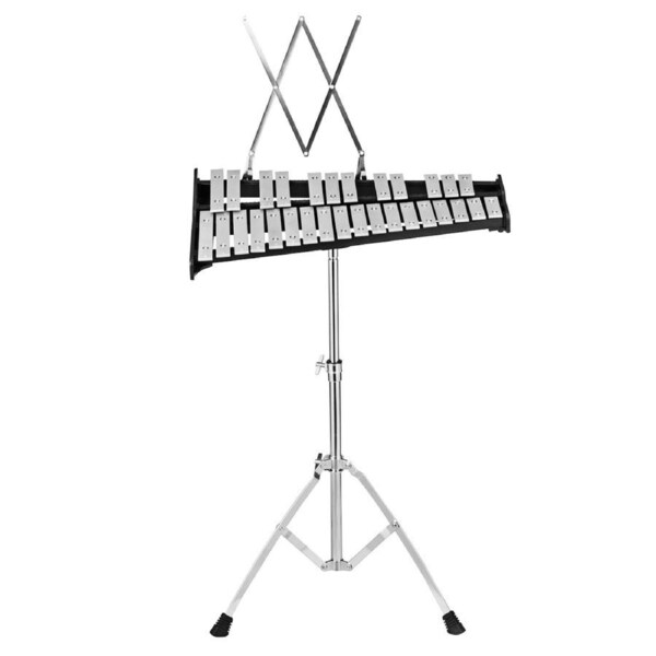Costway 30-Notes Glockenspiel Xylophone Bell Kit Musical Instrument w/ Practice Pad Percussion Silver