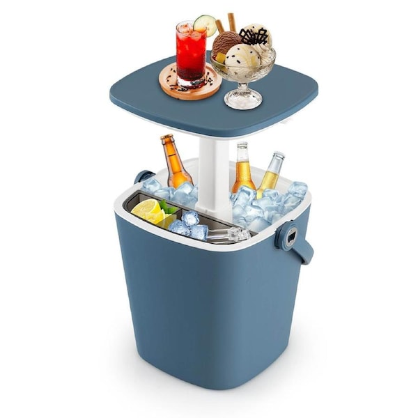 Costway 15L Portable Ice Box Beverage Cooler Bar Bucket Outdoor Furniture Patio Poolside Blue