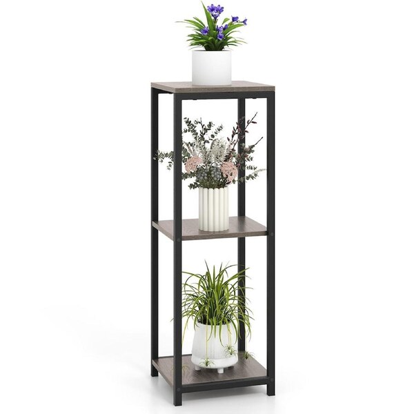 Costway 3-tiered flower shelves Plant Display Holder Plant Rack Flower Stand Grey