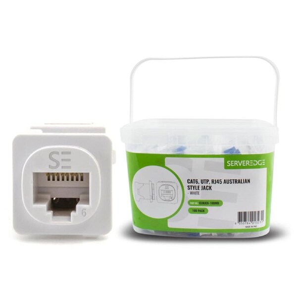 Serveredge Cat6 Utp Rj45 Australian Style Jack White