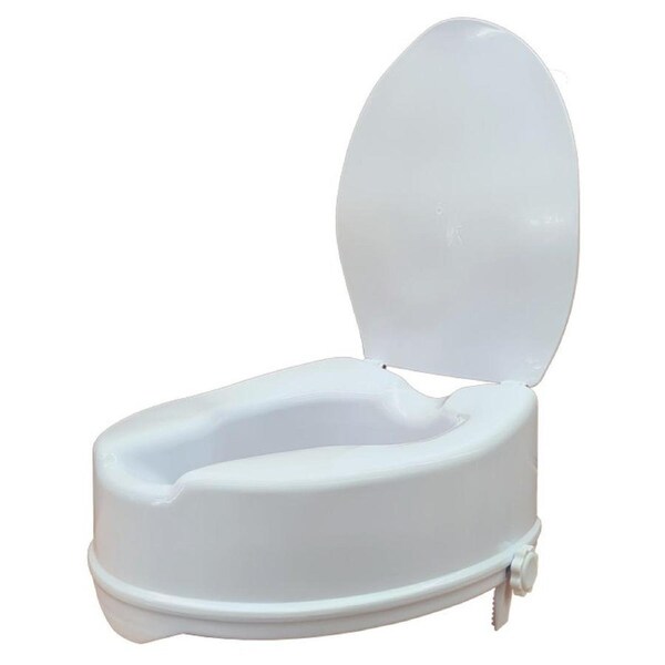 Raised Toilet Seat (With Lid ) - 6"/ 15cm Height, Max 136kg
