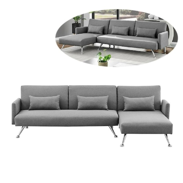 Foret 3 Seater Sofa Bed Modular Corner Lounge Recliner Couch Grey