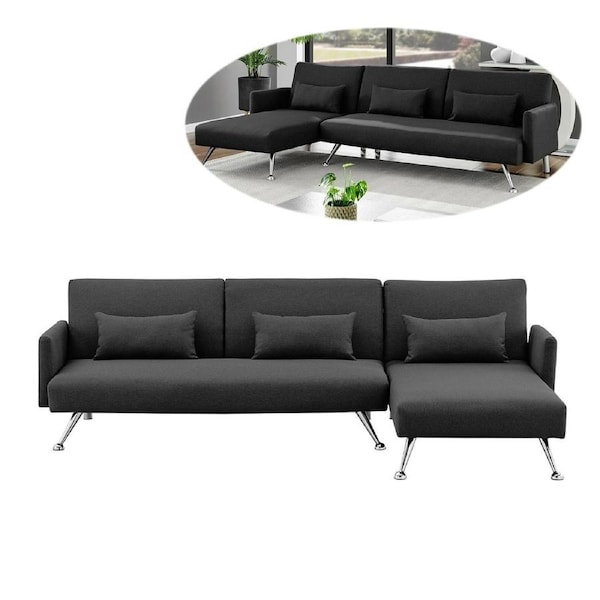 Foret 3 Seater Sofa Bed Modular Corner Lounge Recliner Couch Black