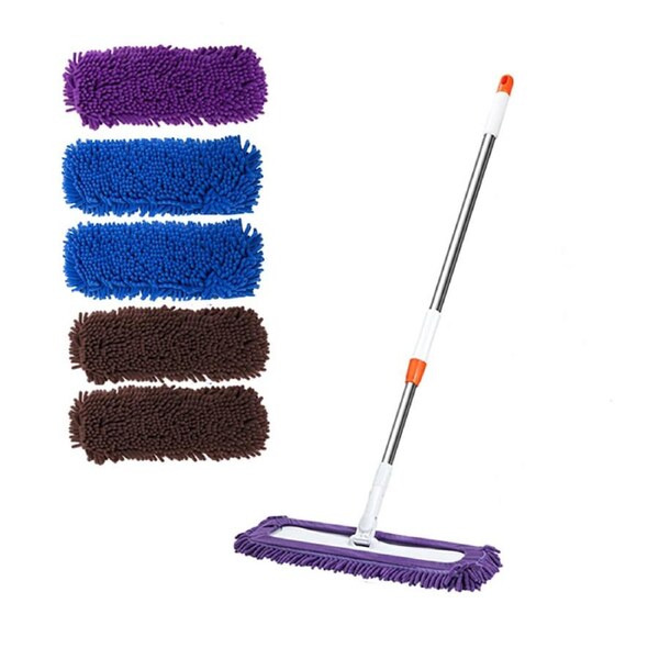 SOGA 60x12 Microfiber Flat Mop Floor Cleaning Pads Rotating Dust Remover 3 Color