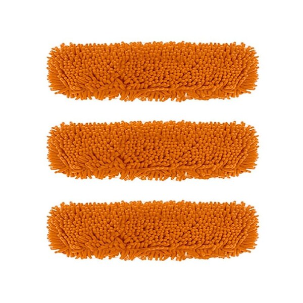SOGA 3X 60x12 Orange Microfiber Flat Mop Floor Cleaning Pads Rotating Dust Remover
