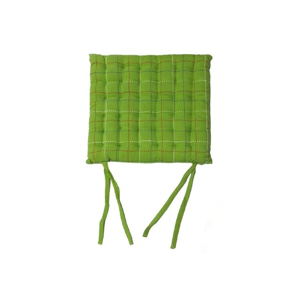 1 Pc Green Checkered Cotton Chair Pad 38 x 38 cm