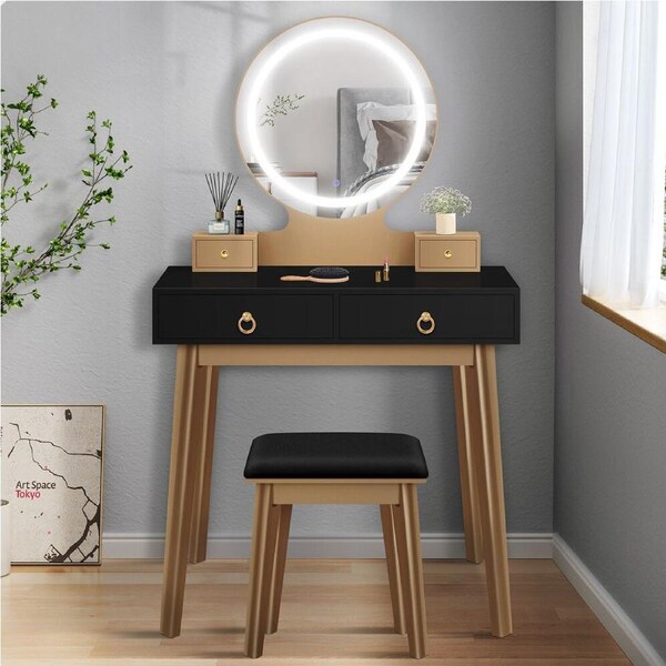 ALFORDSON Dressing Table Stool Set 4 Drawers Black