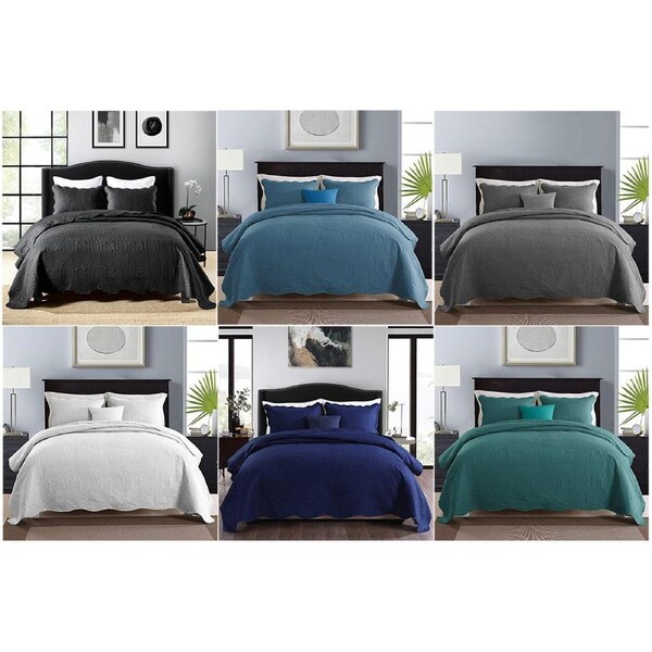 3 Pieces Chic Bedspread Coverlet Set Comforter Quilt 6 Colors Queen King / Super King Bed White / Queen / King