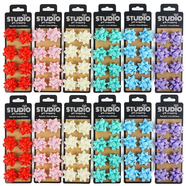 96pc Studio Gift Wrapping 3.7cm Gift Bow Home Party Decor Assorted Colours